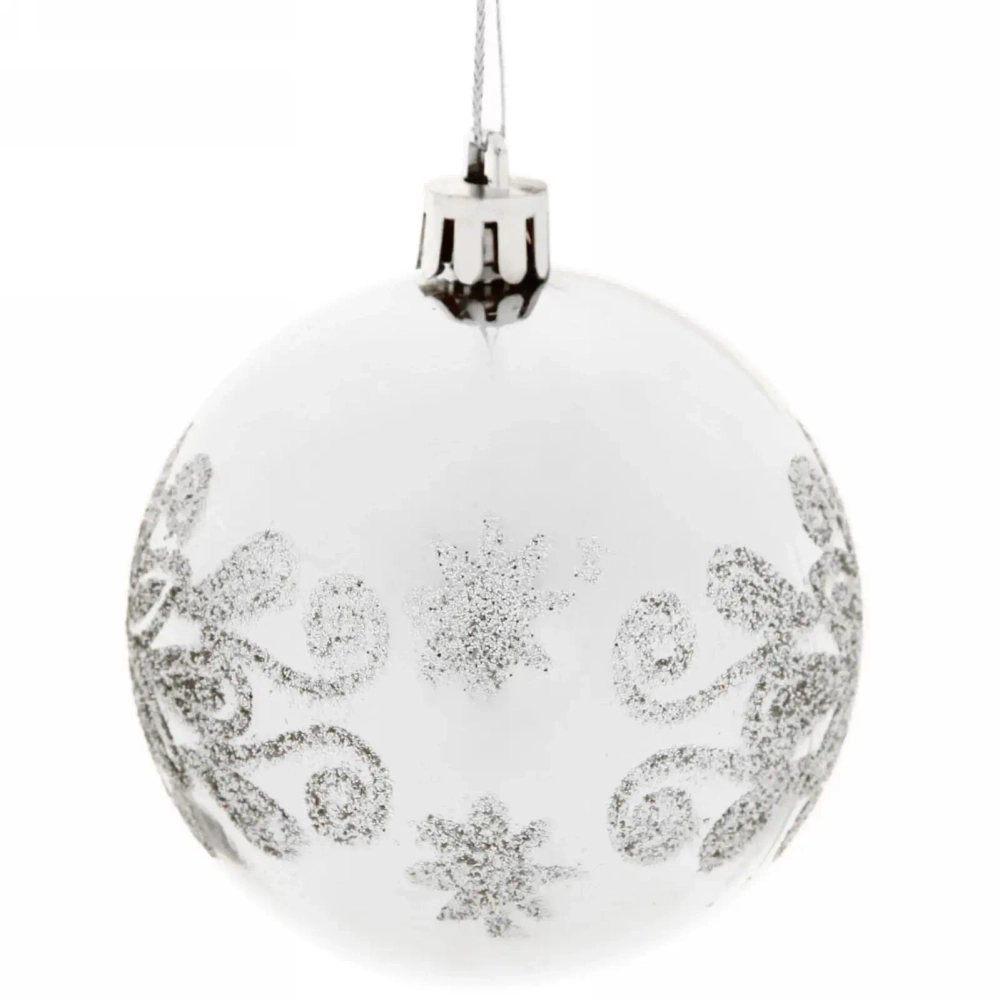 Новогодние шары 7см (набор 3 шт) «Павлиний хвост», серебро