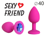 Анальная пробка Sexy Friend с кристаллом, силиконовая, 9,5 см