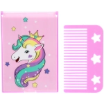 Расческа с зеркалом в наборе детские «МИМИШКИ», единорог, цвет розовый, 11*7,8см