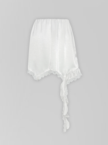 Юбка Talantova короткая атласная с отделкой кружевом и рюшами
