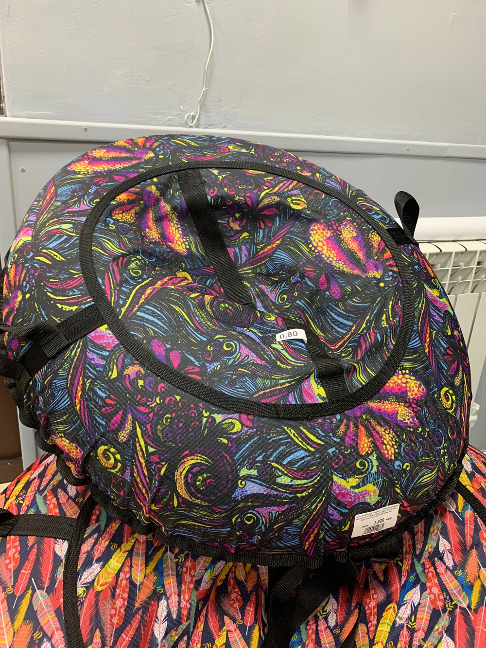 Санки-ватрушка (тюбинг) ПОКАТУШКИ на молнии D-0,80м С РИС(верх-OXFORD 600Print,низ-ТЕНТ 550гр/кв.м,)