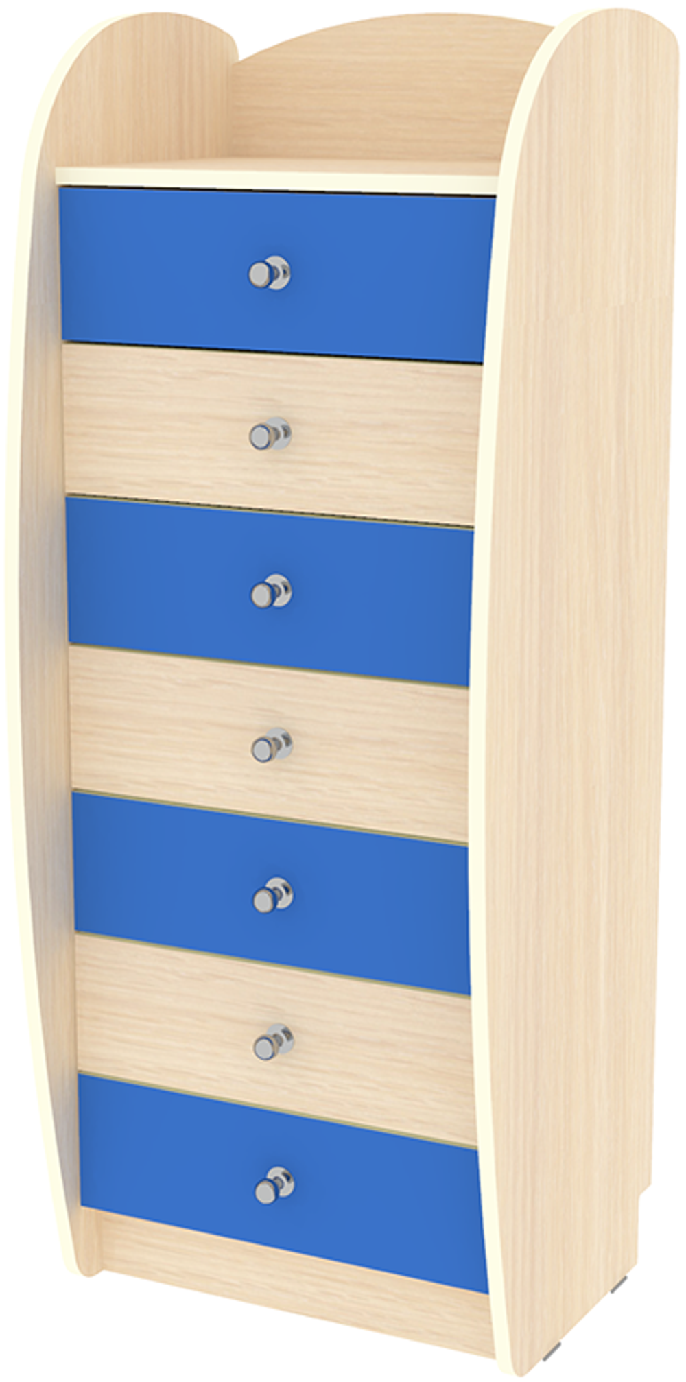 Комод КарИВи Высокий Малыш  Дуб Молочный Светло-синий, голубой