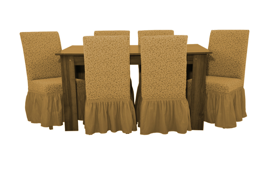 Чехол на стул с оборкой Жаккард, цвет Медовый