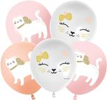 Шар (12''/30 см) Кошечка с бантом, Ассорти, пастель, 1 ст, 25 шт.