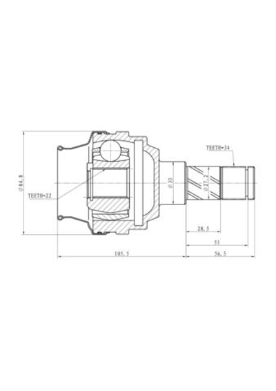 ШРУС внутренний L=R  DAEWOO Lanos/Lacetti/Espero/Nubira MT (34/22 шл) GANZ GIK04010