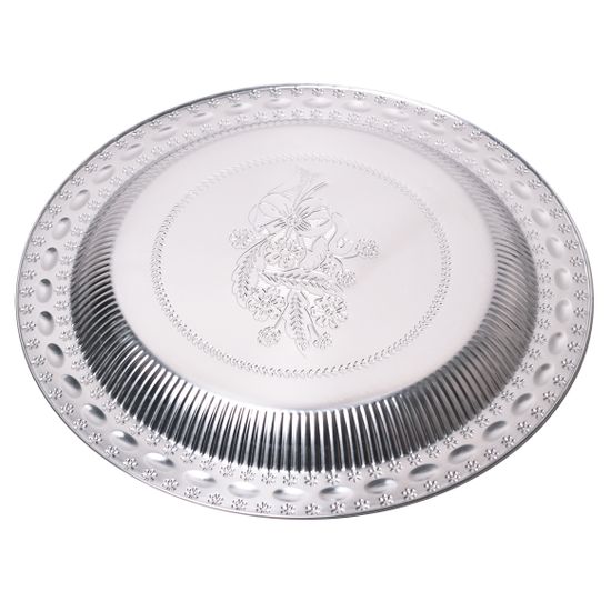 Поднос круглый 35 см. из нержавеющей стали Kamille КМ-4370 (d34,5х3 см)