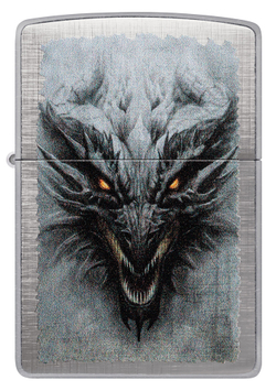 Зажигалка Zippo Dragon Design с покрытием Linen Weave, латунь/сталь, серебристая, 38x13x57 мм