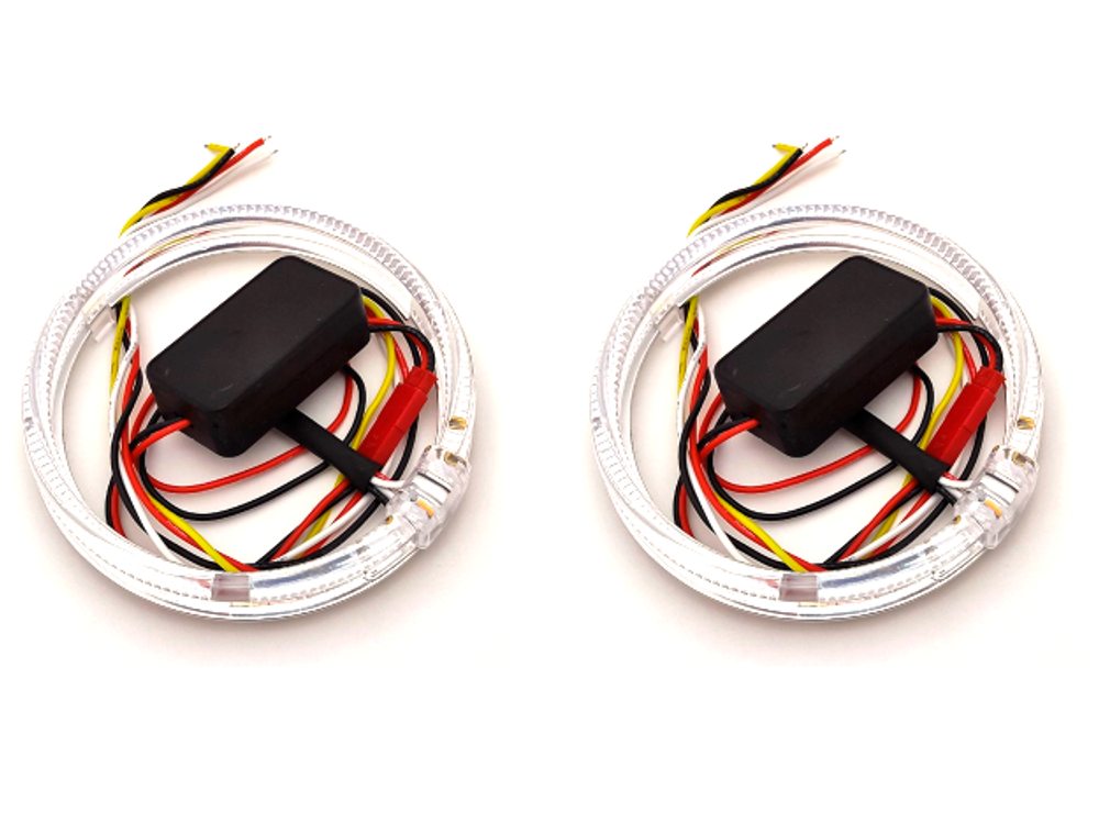 Светодиодные Ангельские глазки Белый + Желтый 95мм 3.0 LED (комплект, 2шт)