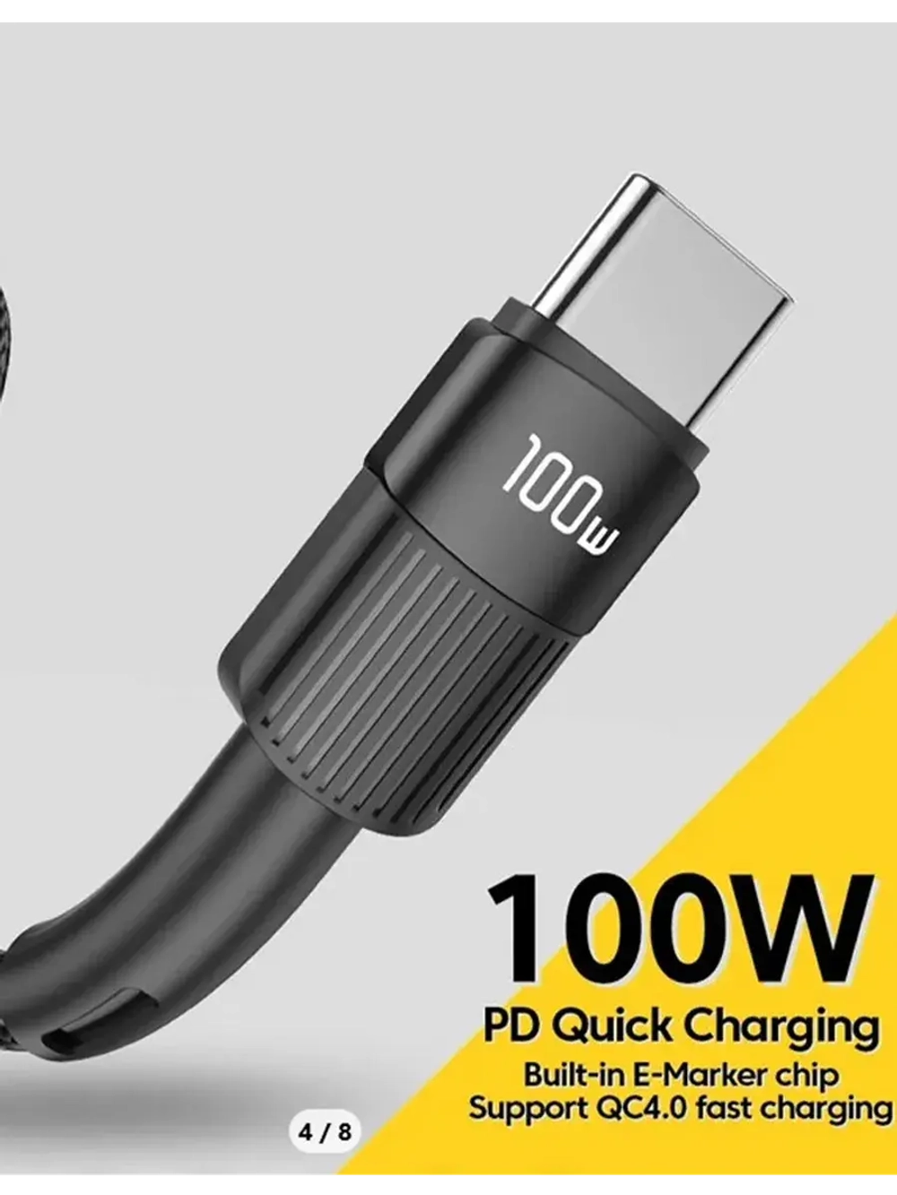 Длинный сетевой кабель Type-C 100W для ноутбука Honor 3м