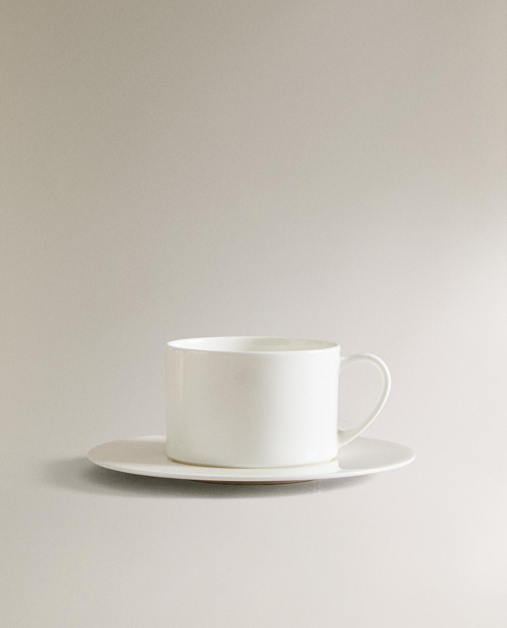 Zara Home чайная пара из костяного фарфора, цвет белый, 17 см