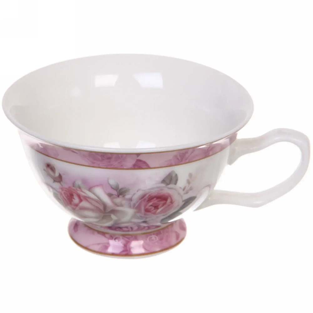 Чайная пара керамическая «Грация» (кружка 200мл+блюдце) в подарочной коробке, розовая