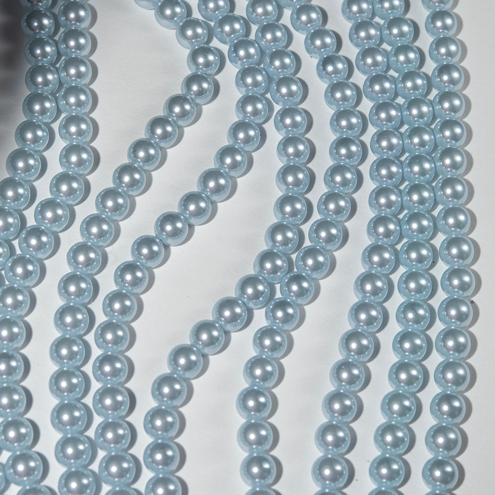 Хрустальный жемчуг, оттенок "Нежно-голубой", шар 8мм, улучшенное покрытие