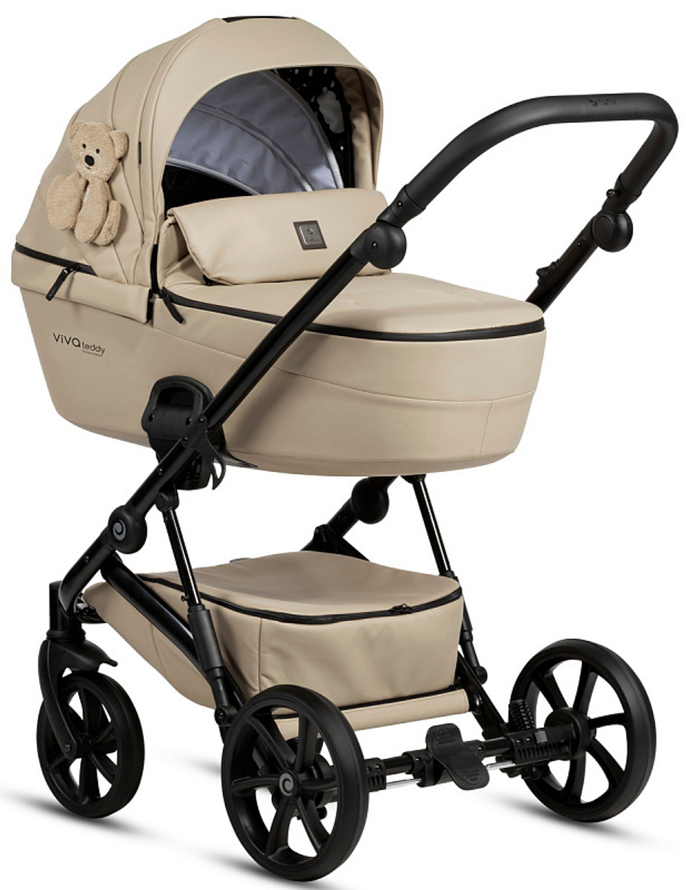 Детская коляска Tutis Viva 5 Plus Teddy 3 в 1 с автокреслом Elo Lux EduSky Black 111 Creamy