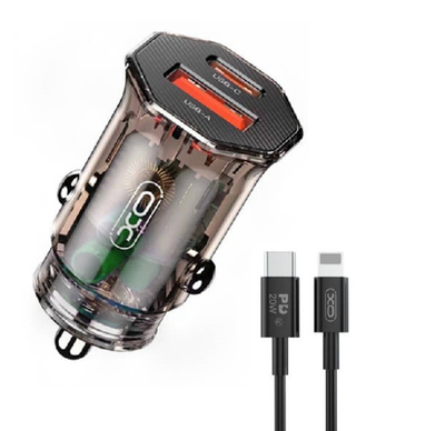 Автомобильное З/У CC50 transparent design PD20W+QC3.0 18W fast car charger with lighting cable (Q189A)