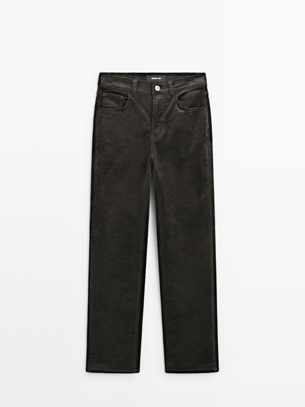 Massimo Dutti Брюки прямого кроя из вельвета в рубчик, зеленый