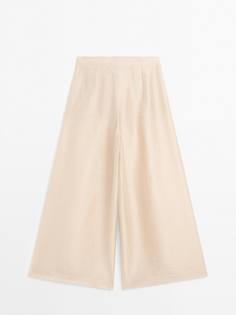 Massimo Dutti Брюки из струящейся смесовой шерсти с защипами, золотистый