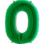 Зеленая цифра 0 с гелием металлик 102 см