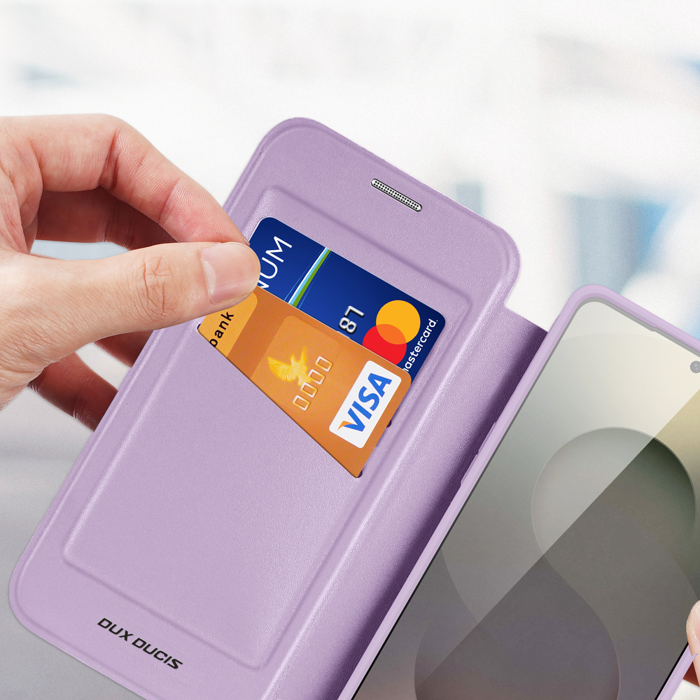 Чехол книжка фиолетового-розового цвета с MagSafe для Samsung Galaxy S26 Ultra, серия Skin X Pro Series от Dux Ducis