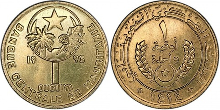 Мавритания 1 угия, 1974-2003 XF