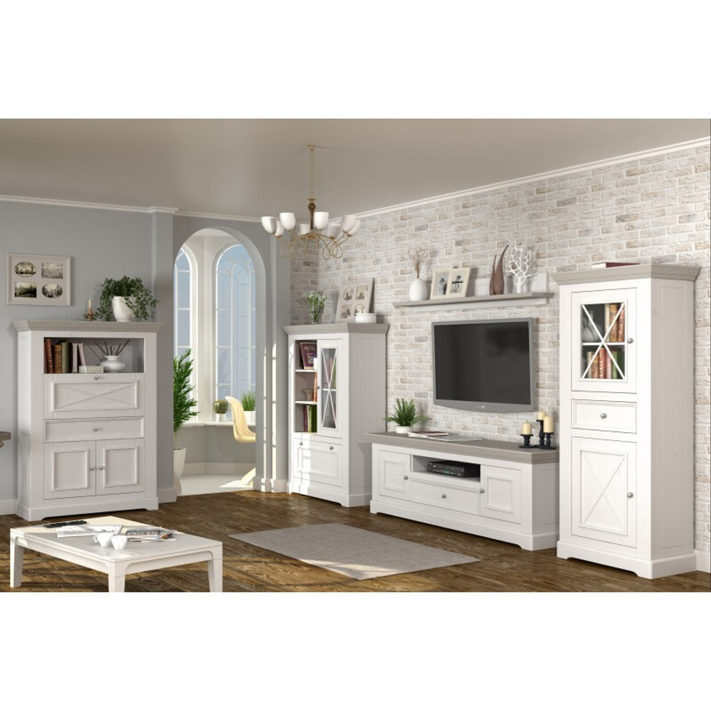 Шкаф для посуды «Форест» узкий 1 дверь 2 ящика белый воск/антрацит