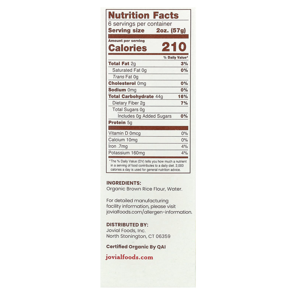 Jovial, Макароны фузилли из 100% органического бурого риса, 12 унц. (340 г)