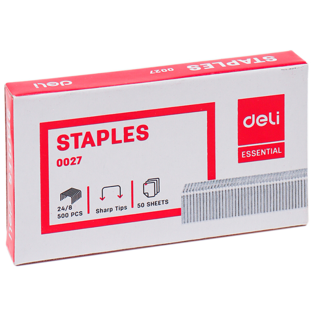 Скобы DELI для степлера №24/8 (50 листов), 500 шт/кор