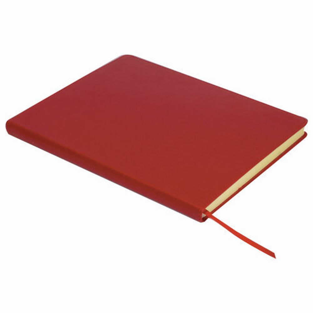 Блокнот БОЛЬШОЙ ФОРМАТ (200х252 мм) В5, BRAUBERG "Income", кожзам, 128 л., клетка, красный, 125205