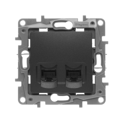 Розетка компьютерная двойная RJ45 категория 5e UTP антрацит ETIKA Legrand