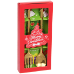 Набор для десерта «Ёлочки» 2предмета (ложка+вилка) в подарочной коробке,цвет золото