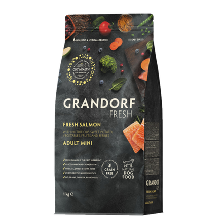 GRANDORF FRESH Mini Salmon & Potato Adult - лосось & батат для мини собак от 1 года (Биоразлагаемая упаковка)