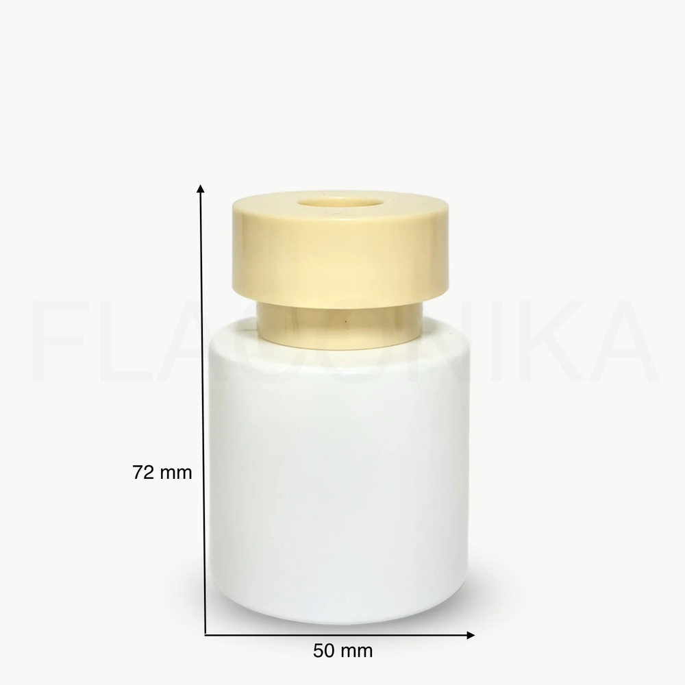 Комплект: Флакон для диффузора 50 мл белый цилиндр с бежевой крышкой Шляпа