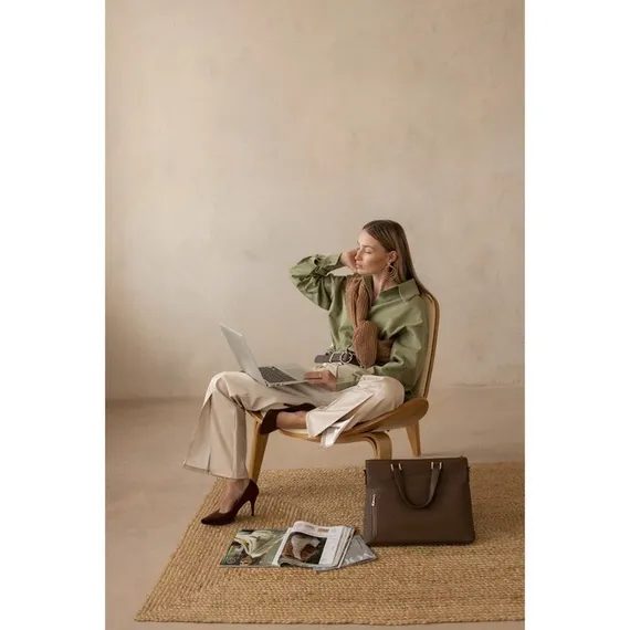 Сумка деловая на молнии, цвет коричневый