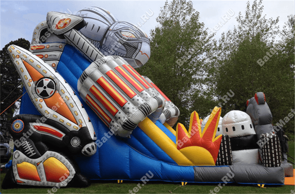 Коммерческий надувной батут-горка "Робот" 15*8*10 м