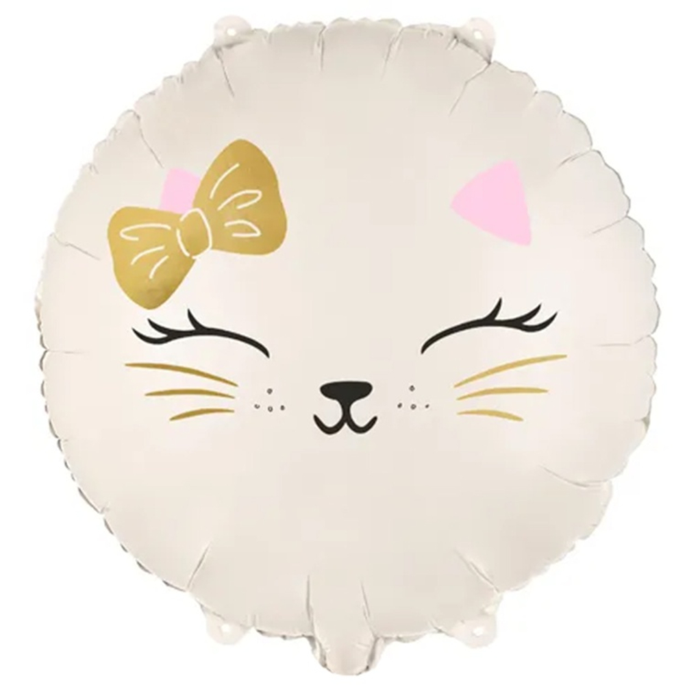 Шар Фольгированный Киска с бантиком White (Белый)