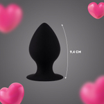 Черная анальная пробка с ограничителем - 9,4 см. (Цвет: черный)