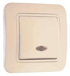 Выключатель Makel Lillium Natural 1-клавишный с индикатором крем 05095