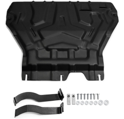 Защита картера и КПП AutoMax для Skoda Octavia A7 (V - 1.4; 1.6; 1.8) (без Webasto) 2013-2017/Skoda Octavia A7 рестайлинг (V - 1.4; 1.6; 1.8) 2017-2020, сталь 1.4 мм, с крепежом, штампованная, AM.5111.1