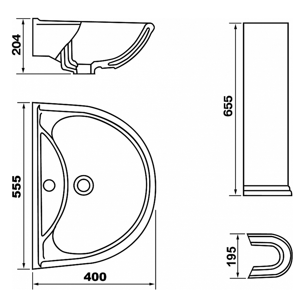 Умывальник-тюльпан "Престиж-55" черный (Ст.Оскол)