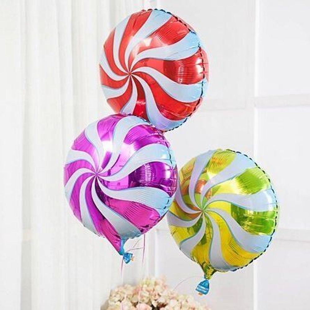 Шар (18"/46 см) Круг, Леденец, Красный 1 шт.