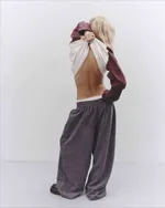 Брюки One Two Velvet Baggy Pants Lava Smoke серые