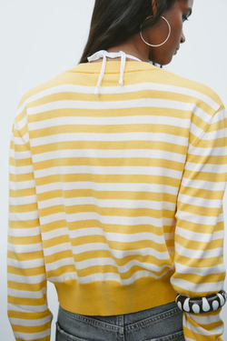 ZARA КАРДИГАН В ПОЛОСКУ, ЭКРЮ/ЖЕЛТЫЙ