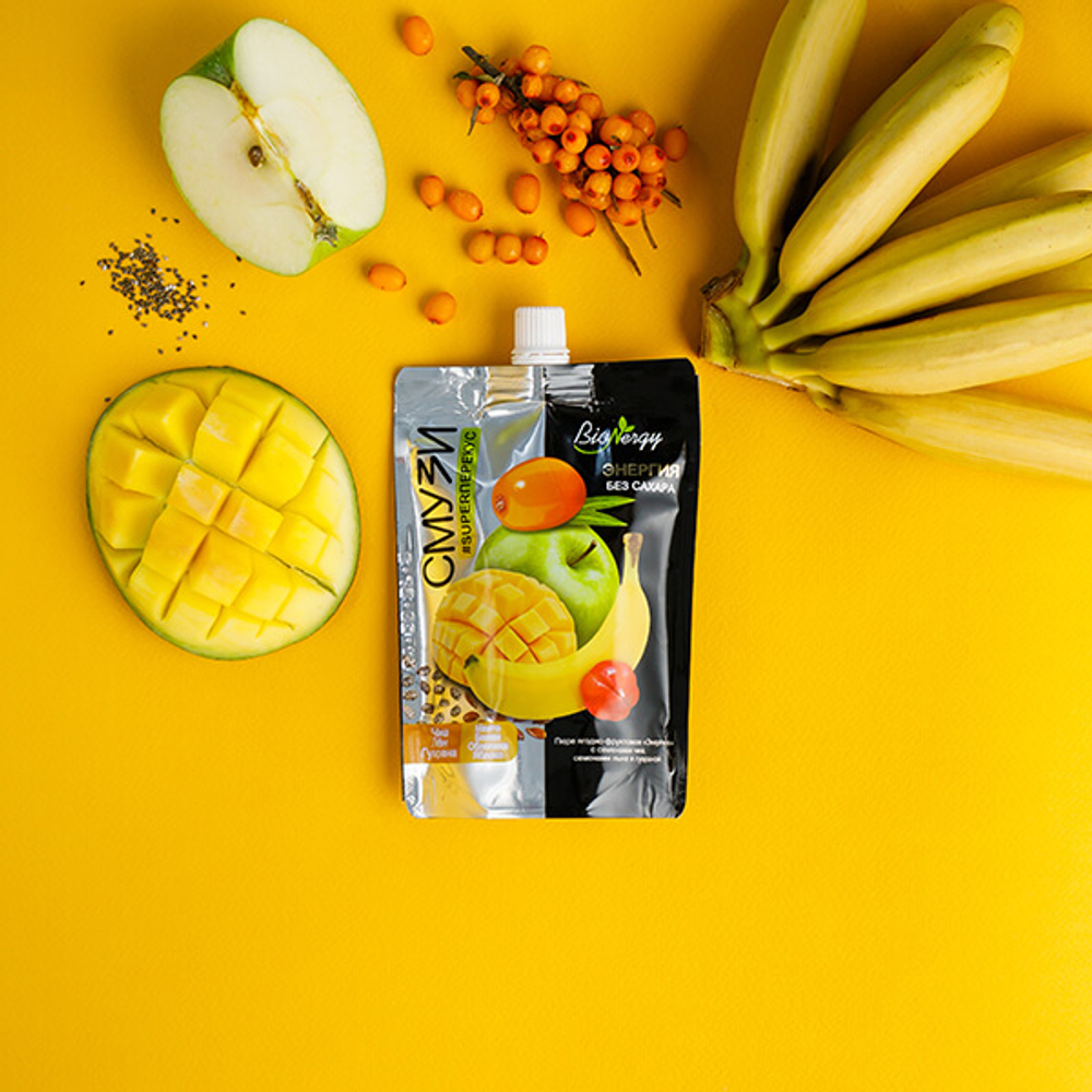 Ассорти смузи ягодно-фруктовые BioNergy с семенами чиа, 5 вкусов