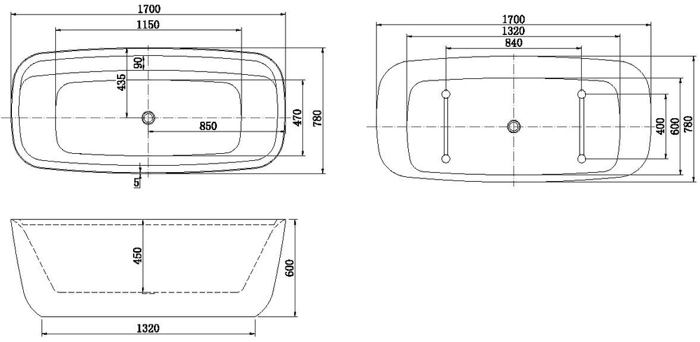 Акриловая ванна Aquanet Family Fine 170x78 95778-GW