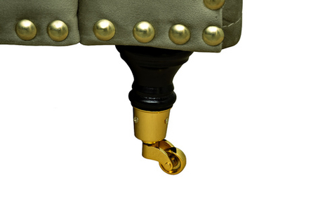 Диван велюровый трехместный Garda Decor Sorrento оливковый с колесиками