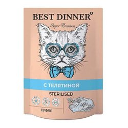 Влажный корм Best Dinner Super Premium для стерилизованных кошек, Суфле с телятиной, пауч 85г