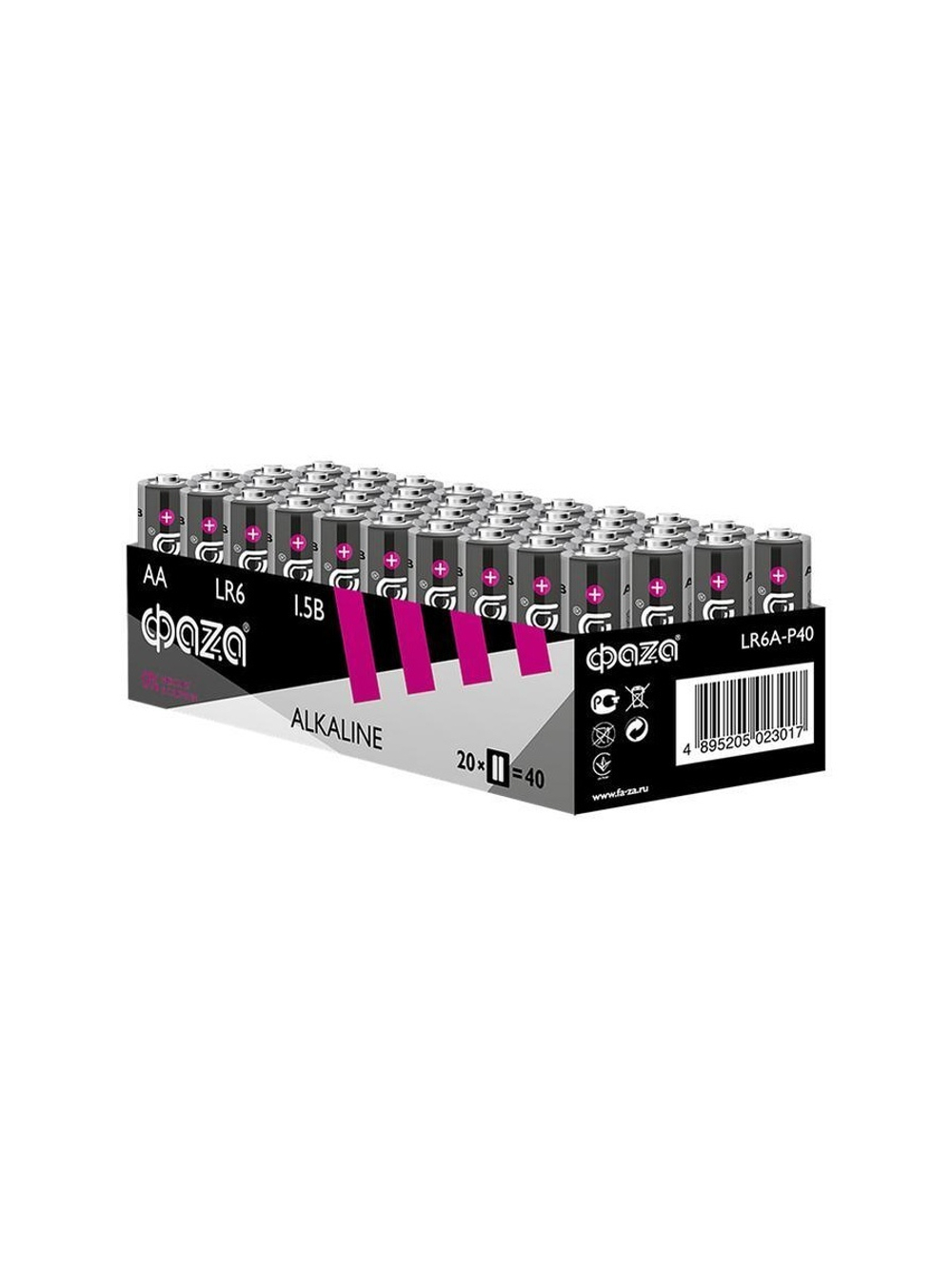 Элемент питания алкалиновый AA/LR6 1.5В Alkaline Pack-40 (уп.40шт) ФАZА 5023017