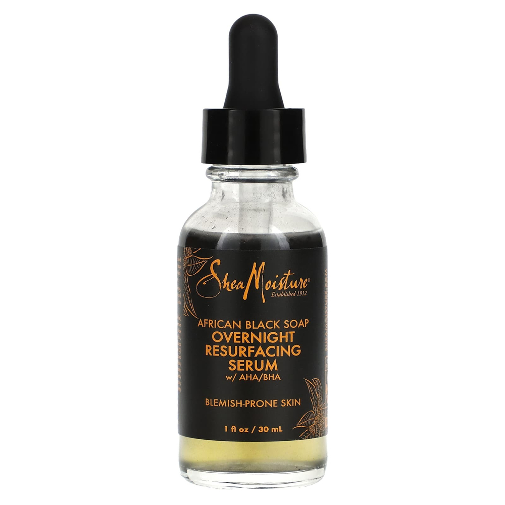 SheaMoisture, African Black Soap, ночная восстанавливающая сыворотка с AHA / BHA, 30 мл (1 жидк. унц.)