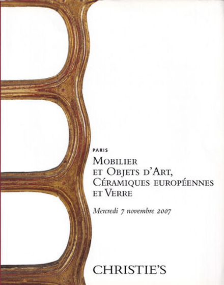 Каталог аукциона Christie's, Париж, Европейская мебель, фарфор, стекло от 7 ноября 2007 года