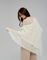 Оренбургский пуховый платок П4-110-02 экрю