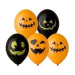 Набор шаров (14"/36 см) Тыква черн-оранж 5 шт.